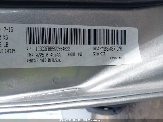 Dodge DART SXT 2016 1C3CDFBB5GD504022 Image 9