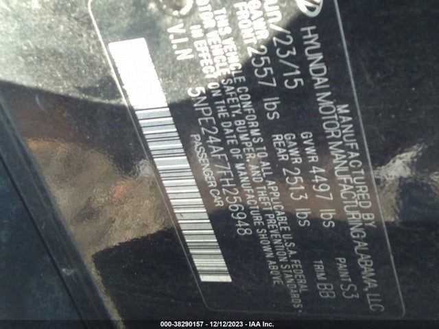 Hyundai SONATA SE 2015 5NPE24AF7FH256948 Image 9