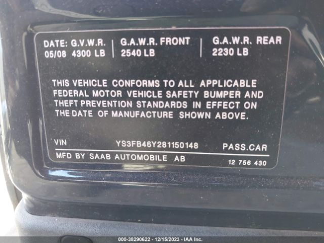 2008 SAAB 9-3 YS3FB46Y281150148 Photo 8
