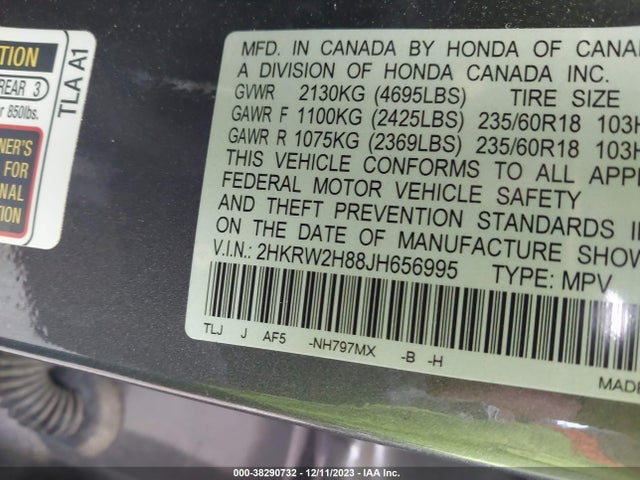 Honda Cr-v Ex-l/ex-l Navi 2018 2HKRW2H88JH656995 Image 9