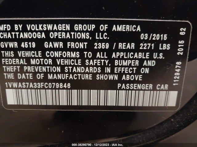 1VWAS7A33FC079846 Volkswagen Passat 1.8t Limited Edition