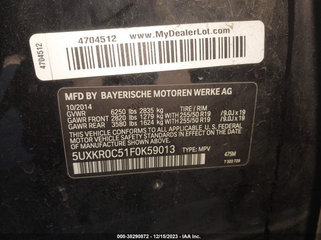5UXKR0C51F0K59013 BMW X5 Xdrive35i