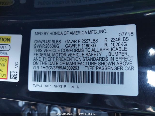 1HGCV3F59JA009263 Honda Accord Hybrid Ex-l