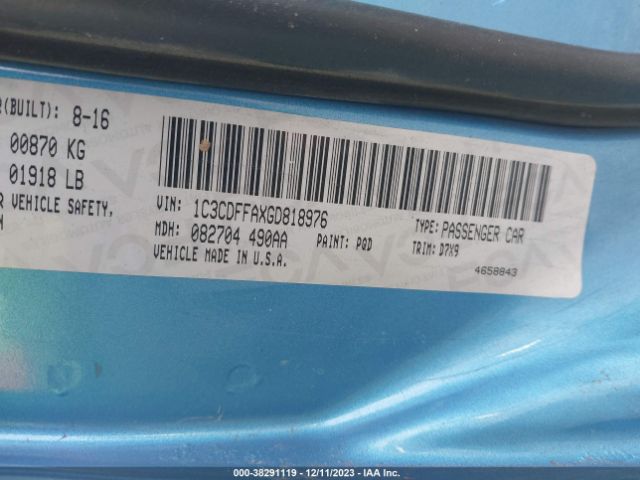 1C3CDFFAXGD818976 Dodge Dart Sxt Sport Blacktop