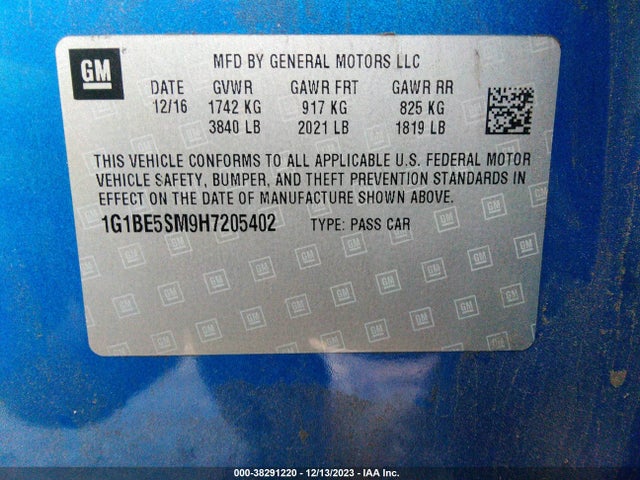 Chevrolet Cruze Lt Auto 2017 1G1BE5SM9H7205402 Image 9