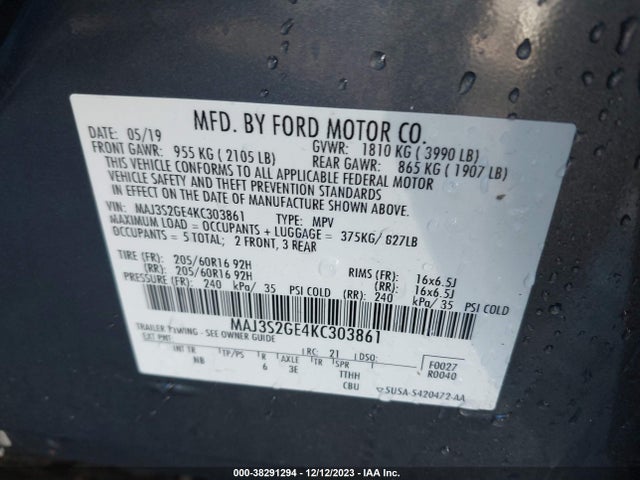 Ford Ecosport Se 2019 MAJ3S2GE4KC303861 Image 9