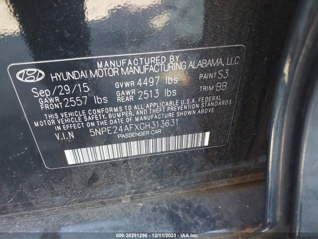 Hyundai SONATA SE 2016 5NPE24AFXGH313631 Image 9