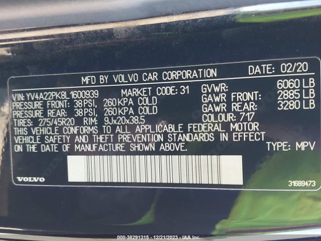YV4A22PK8L1600939 Volvo Xc90 T6 Momentum 7 Passenger