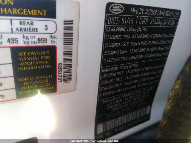 SALGS3TF0FA213035 Land Rover Range Rover 5.0l V8 Supercharged