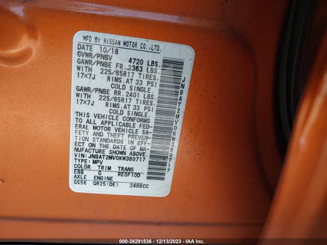 Nissan ROGUE SV 2019 JN8AT2MV0KW380717 Image 9