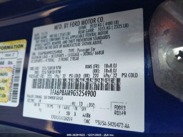 1FA6P8AM9G5254900 Ford Mustang V6
