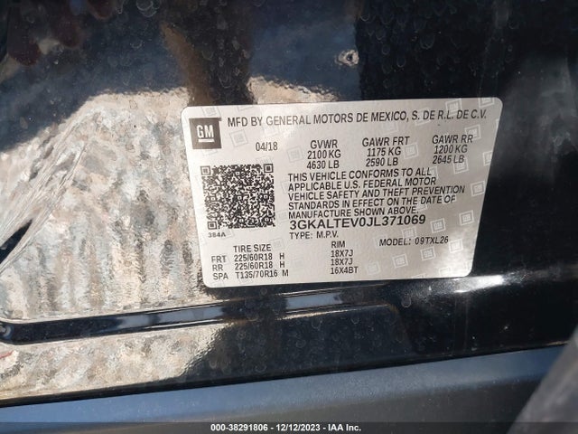 2018 GMC TERRAIN SLE VIN: 3GKALTEV0JL371069