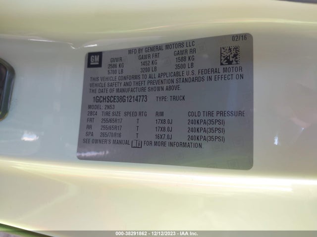 Chevrolet Colorado Lt 2016 1GCHSCE38G1214773 Image 9