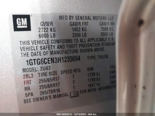 1GTG6CEN3H1235694 GMC CANYON SLE