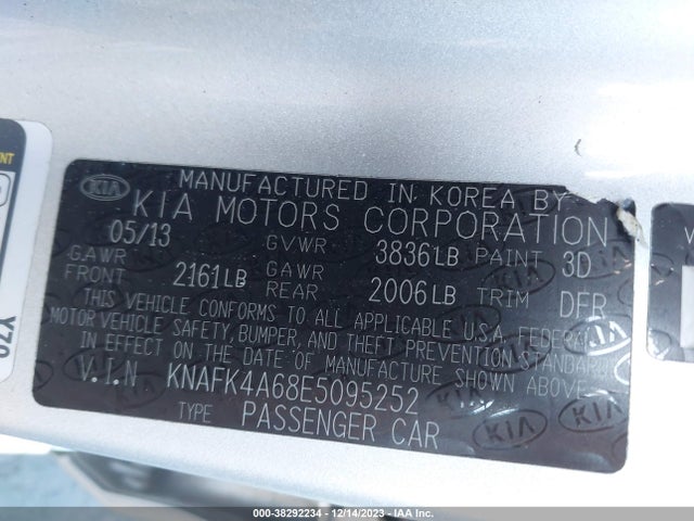 Aukcja sprzedaży 2014 Kia Forte Lx, vin: KNAFK4A68E5095252, numer aukcji: 38292234