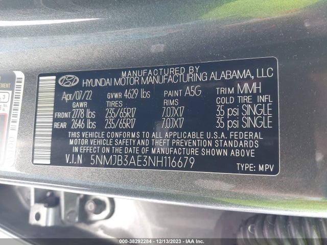 Hyundai TUCSON SEL 2022 5NMJB3AE3NH116679 Image 9