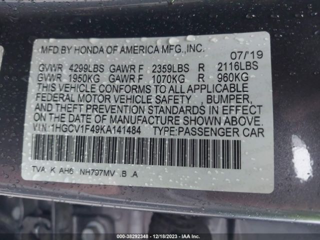 1HGCV1F49KA141484 Honda ACCORD EX