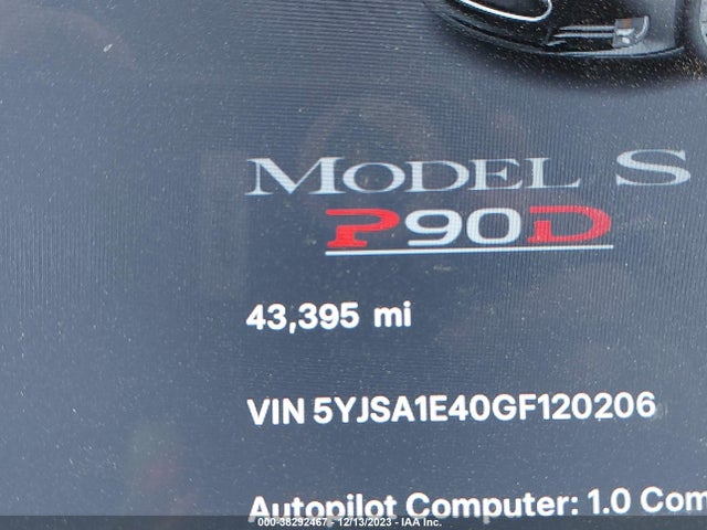 Tesla Model S 90d/p100d/p85d/p90d 2016 5YJSA1E40GF120206 Image 7