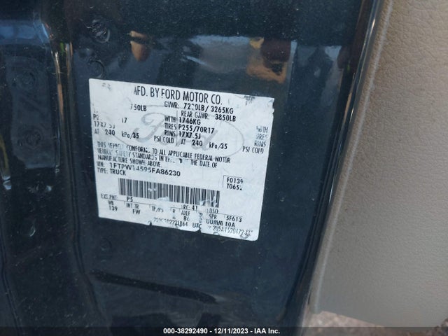 2005 FORD F-150 FX4/LARIAT/XLT VIN: 1FTPW14595FA86230