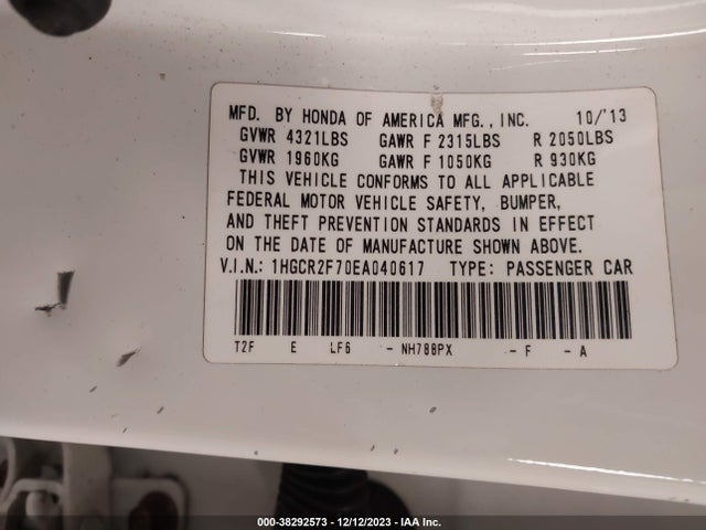 Honda ACCORD EX 2014 1HGCR2F70EA040617 Image 9