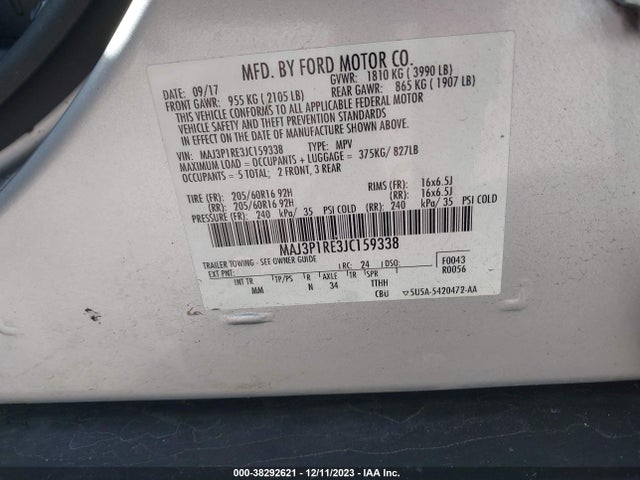 Ford ECOSPORT S 2018 MAJ3P1RE3JC159338 Image 9