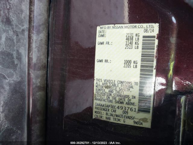 1N4AA5AP3EC493761 Nissan Maxima 3.5 Sv