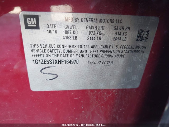 Chevrolet MALIBU 1LT 2017 1G1ZE5STXHF164970 Image 9