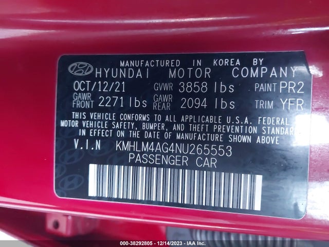 Hyundai ELANTRA SEL 2022 KMHLM4AG4NU265553 Image 9