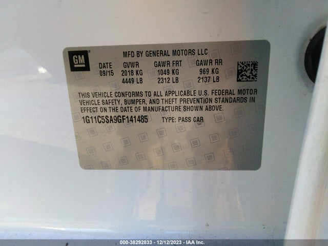 Chevrolet Malibu Limited Lt 2016 1G11C5SA9GF141485 Image 9