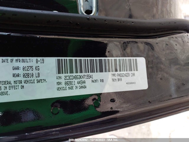 Dodge Charger Sxt Rwd 2019 2C3CDXBG3KH715541 Image 9