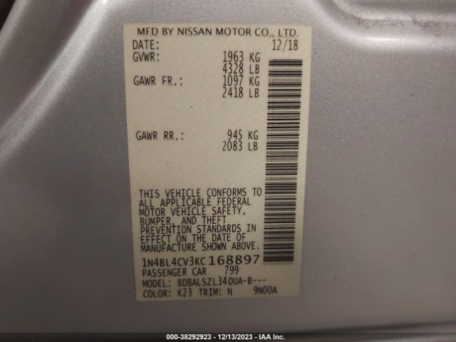 1N4BL4CV3KC168897 Nissan Altima 2.5 Sr