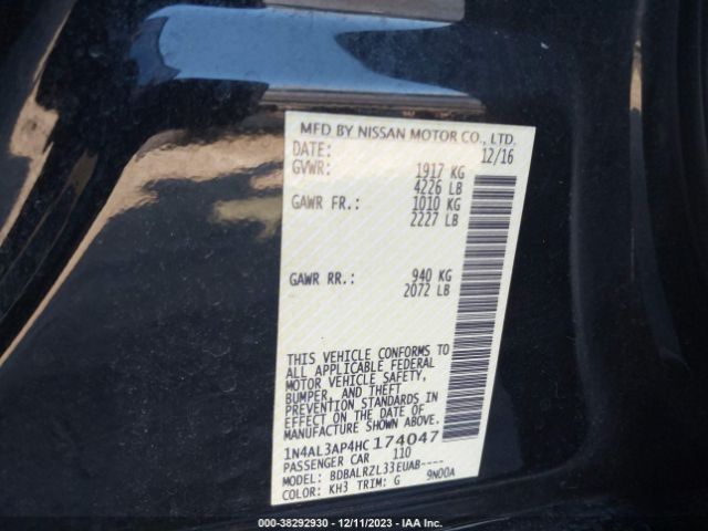 1N4AL3AP4HC174047 Nissan Altima 2.5 Sl