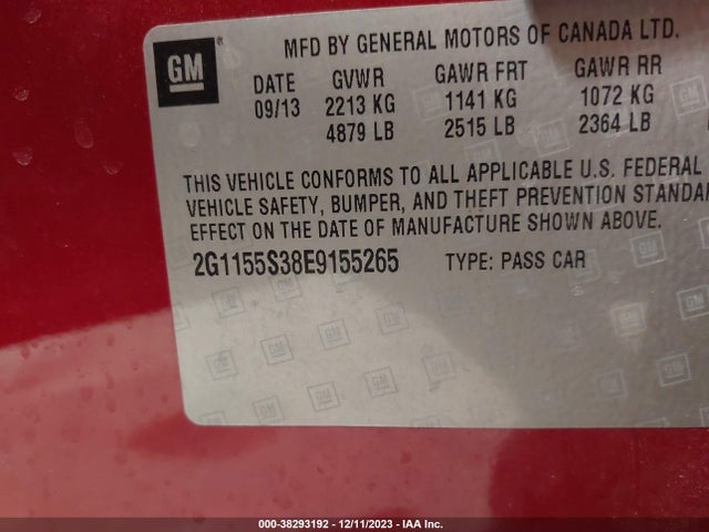 Chevrolet IMPALA LTZ 2014 2G1155S38E9155265 Image 9