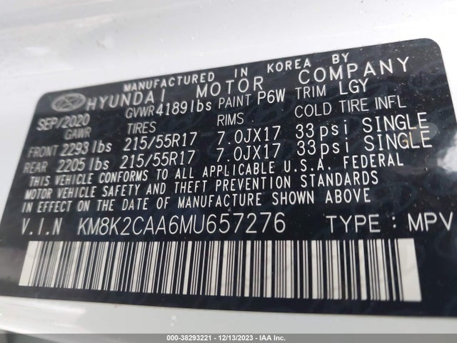 Hyundai Kona Sel 2021 KM8K2CAA6MU657276 Image 9