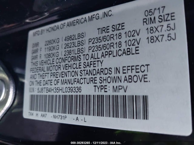 Acura RDX 2017 5J8TB4H35HL039336 Image 9