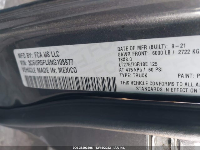 RAM 2500 Laramie  4x4 6'4 Box 2022 3C6UR5FL6NG108977 Image 9