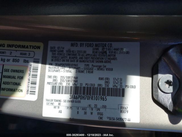 3FA6P0H70FR101965 Ford FUSION SE
