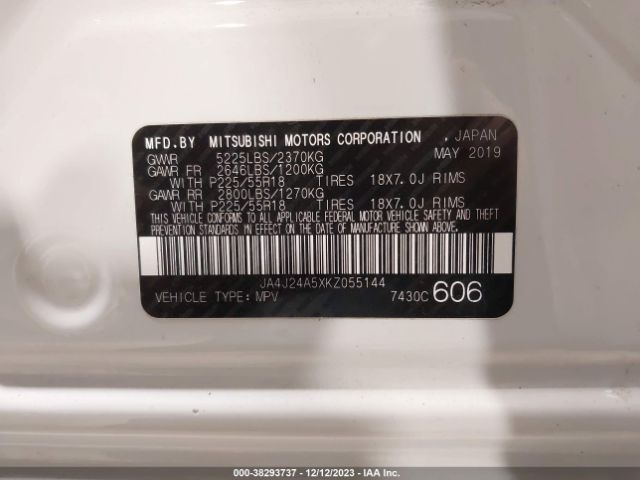 2019 MITSUBISHI OUTLANDER PHEV JA4J24A5XKZ055144 Photo 8