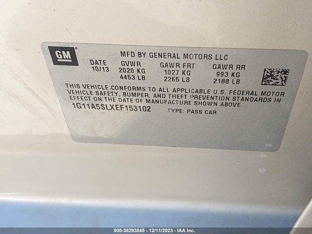 Chevrolet Malibu 1fl 2014 1G11A5SLXEF153102 Image 9