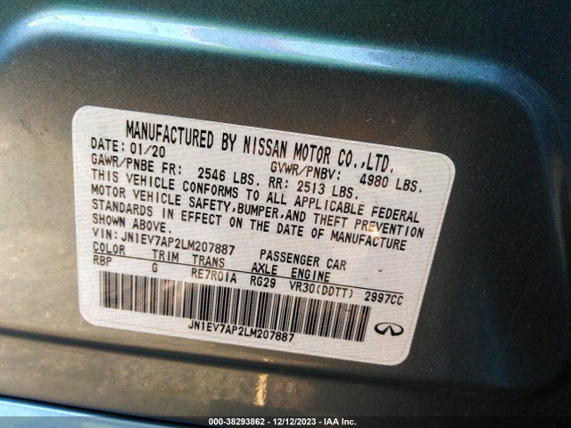 JN1EV7AP2LM207887 Infiniti Q50 LUXE