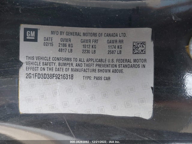 Chevrolet Camaro 1lt 2015 2G1FD3D38F9216318 Image 9