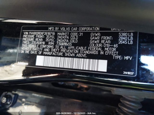 YV4902RDXF2618719 Volvo Xc60 T6 Platinum