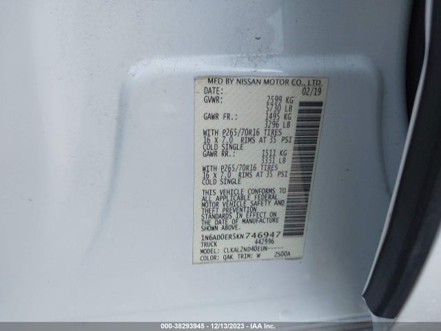 Nissan Frontier Sv 2019 1N6AD0ER5KN746947 Image 9