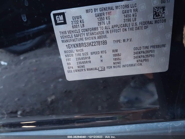 Cadillac XT5 LUXURY 2017 1GYKNBRS3HZ278189 Image 9