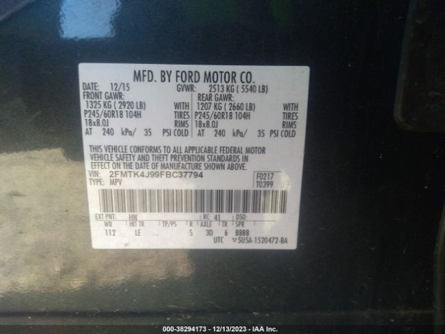 2FMTK4J99FBC37794 Ford EDGE SEL