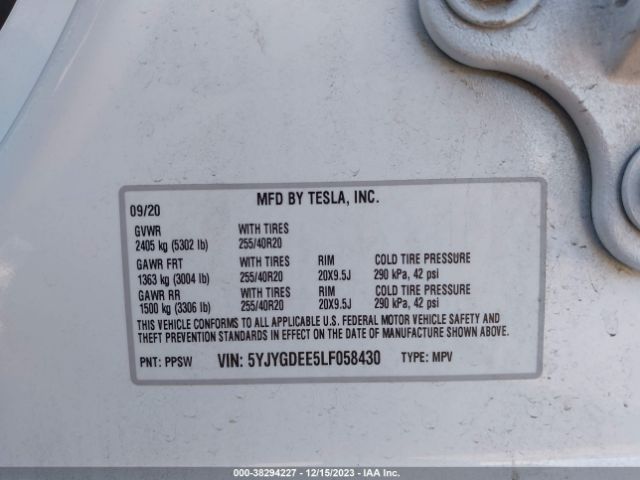 5YJYGDEE5LF058430 Tesla Model Y Long Range Dual Motor All-wheel Drive