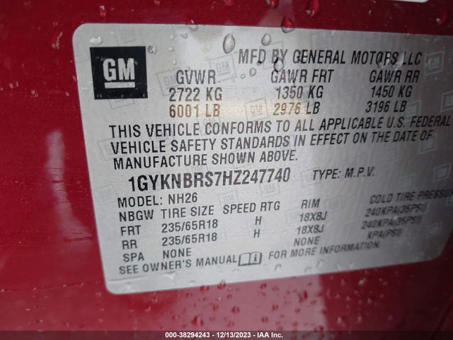 Cadillac XT5 LUXURY 2017 1GYKNBRS7HZ247740 Image 9