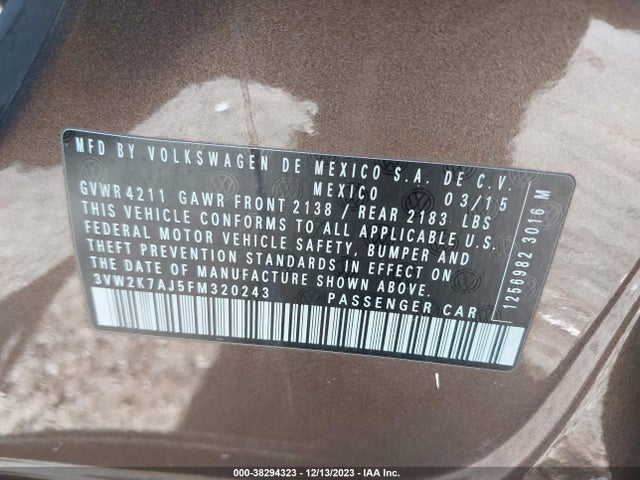3VW2K7AJ5FM320243 Volkswagen Jetta 2.0l S