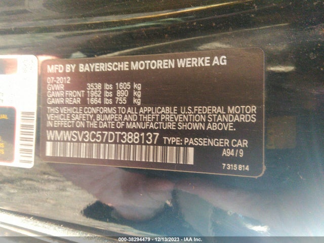 2013 MINI COOPER HARDTOP WMWSV3C57DT388137 Photo 8