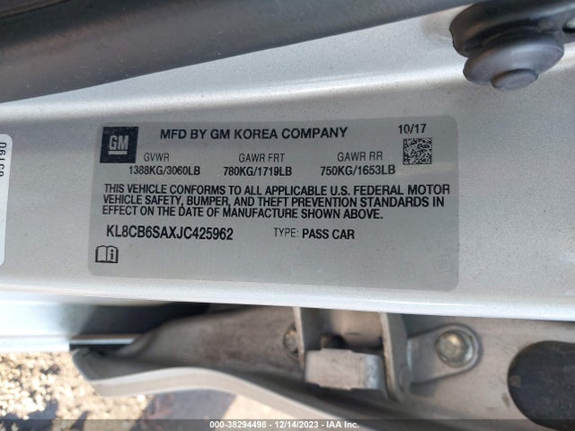 Chevrolet Spark Ls Cvt 2018 KL8CB6SAXJC425962 Image 9